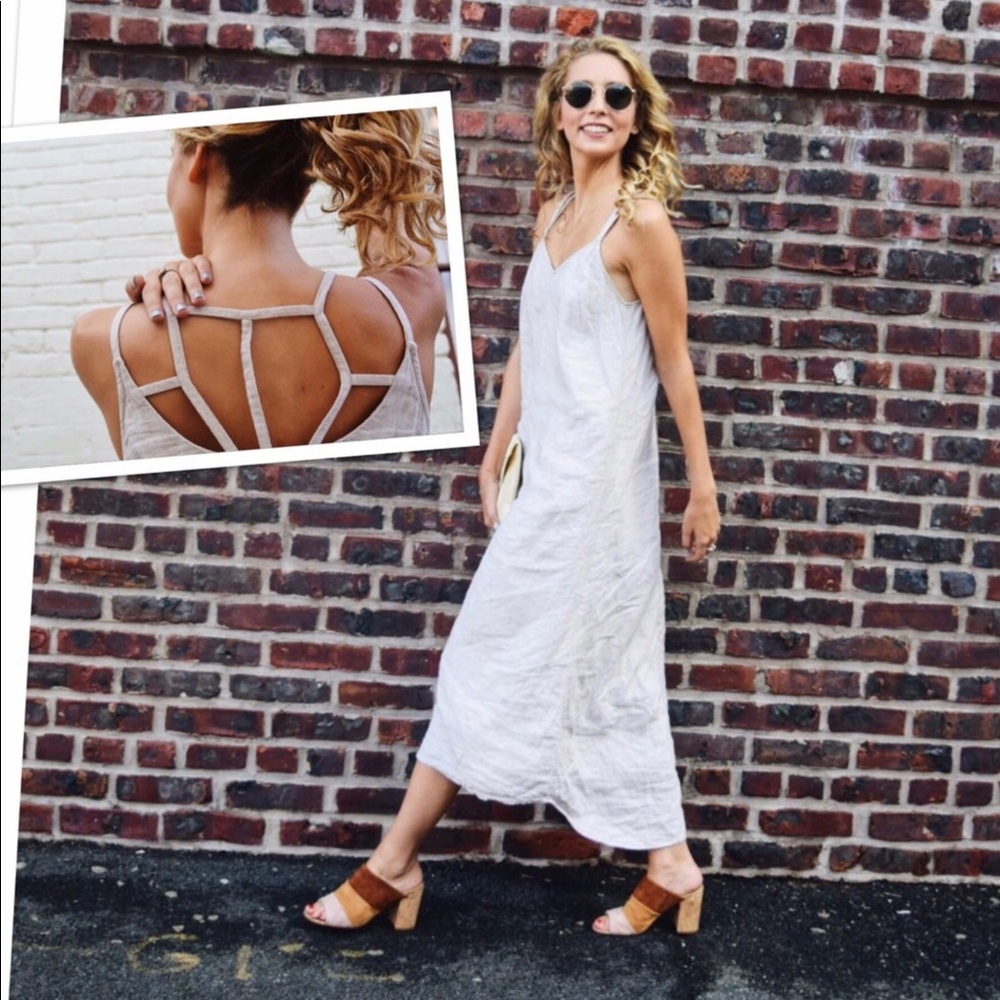 Anthropology Antibes Blanc Linen Long Sundress